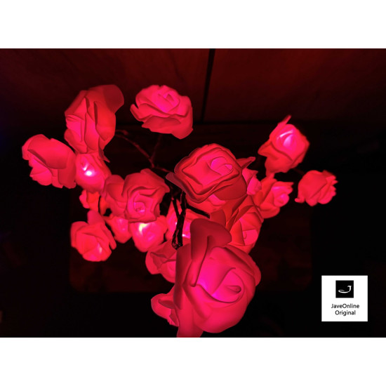 Rozenboom lamp -- 24 LED - Roze blaadjes - Tafellamp - Decoratielamp - Liefdesontwerp