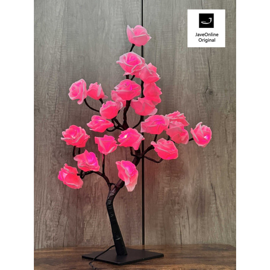 Rozenboom lamp -- 24 LED - Roze blaadjes - Tafellamp - Decoratielamp - Liefdesontwerp