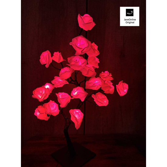 Rozenboom lamp -- 24 LED - Roze blaadjes - Tafellamp - Decoratielamp - Liefdesontwerp