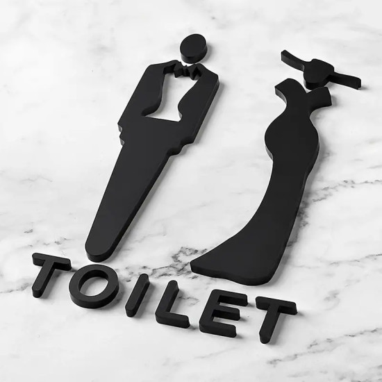 Toilet deurbord / Pictogrammen STYLE - Man + Vrouw 3D - hoogwaardig Acryl bord