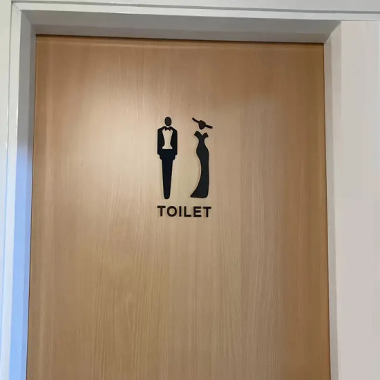 Toilet deurbord / Pictogrammen STYLE - Man + Vrouw 3D - hoogwaardig Acryl bord
