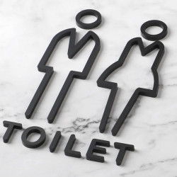 Toilet deurbord / Pictogrammen - Man + Vrouw 3D - hoogwaardig Acryl bord
