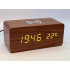 Klok modern decoratief -- houtlook - Donkerbruin - Draadloos laadstation - Thermometer - Kalender