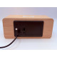 Klok modern decoratief -- houtlook - Lichtbruin - Draadloos laadstation - Thermometer - Kalender