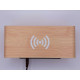 Klok modern decoratief -- houtlook - Lichtbruin - Draadloos laadstation - Thermometer - Kalender