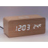 Klok modern decoratief -- houtlook - Lichtbruin - Draadloos laadstation - Thermometer - Kalender