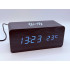 Klok modern decoratief -- houtlook - Zwart - Draadloos laadstation - Thermometer - Kalender
