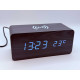 Klok modern decoratief -- houtlook - Zwart - Draadloos laadstation - Thermometer - Kalender