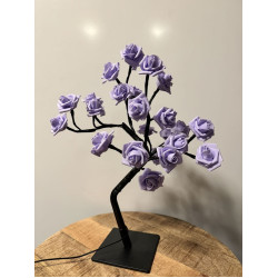 Rozenboom lamp -- 24 LED - Paarse blaadjes - Tafellamp - Decoratielamp - Liefdesontwerp