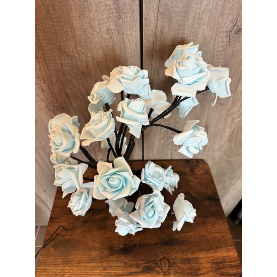 Rozenboom lamp -- 24 LED - Blauwe blaadjes - Tafellamp - Decoratielamp - Liefdesontwerp