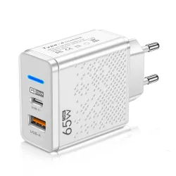 65 W -- USB-C en USB lader - wit